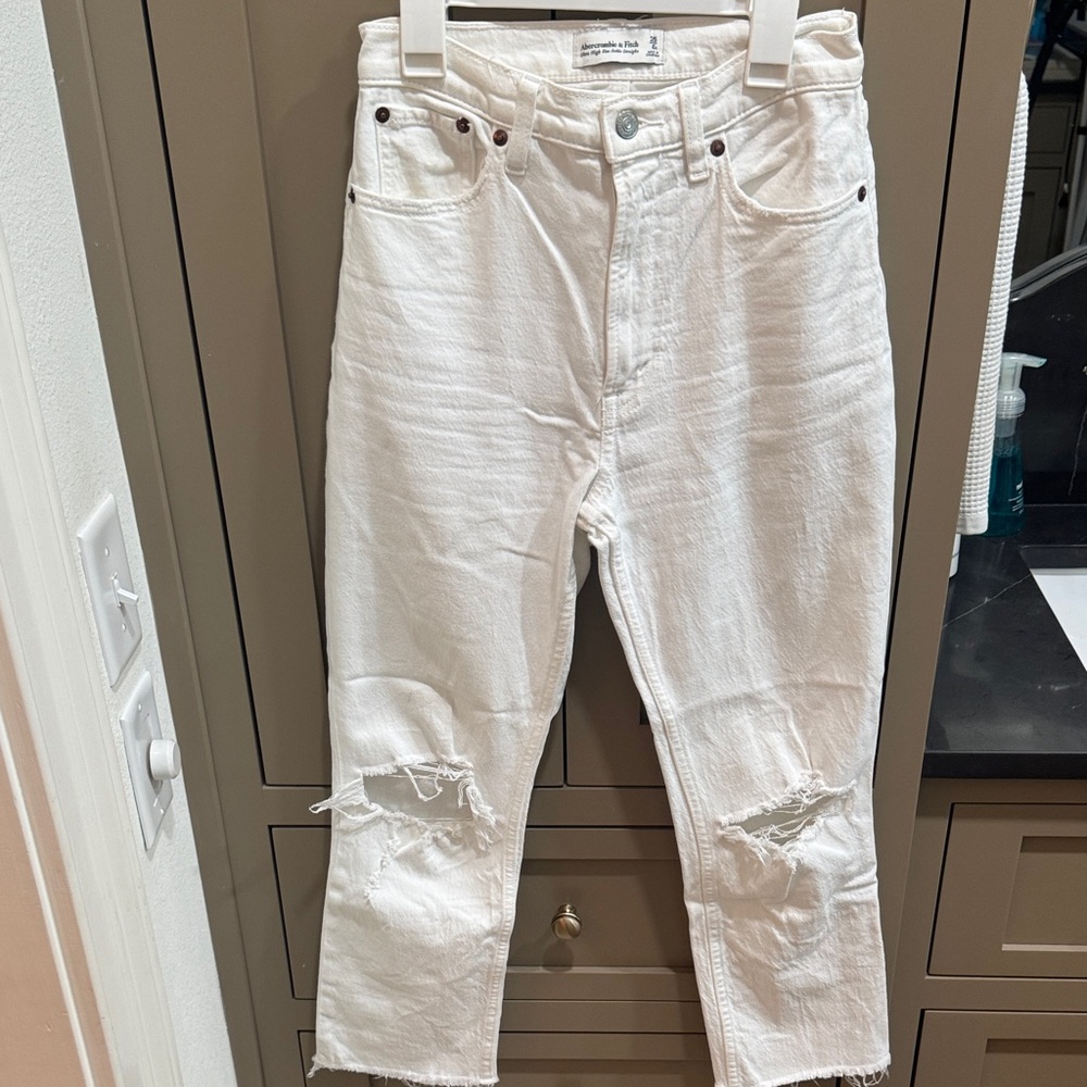 Abercrombie & Fitch White High Rise Women Jeans